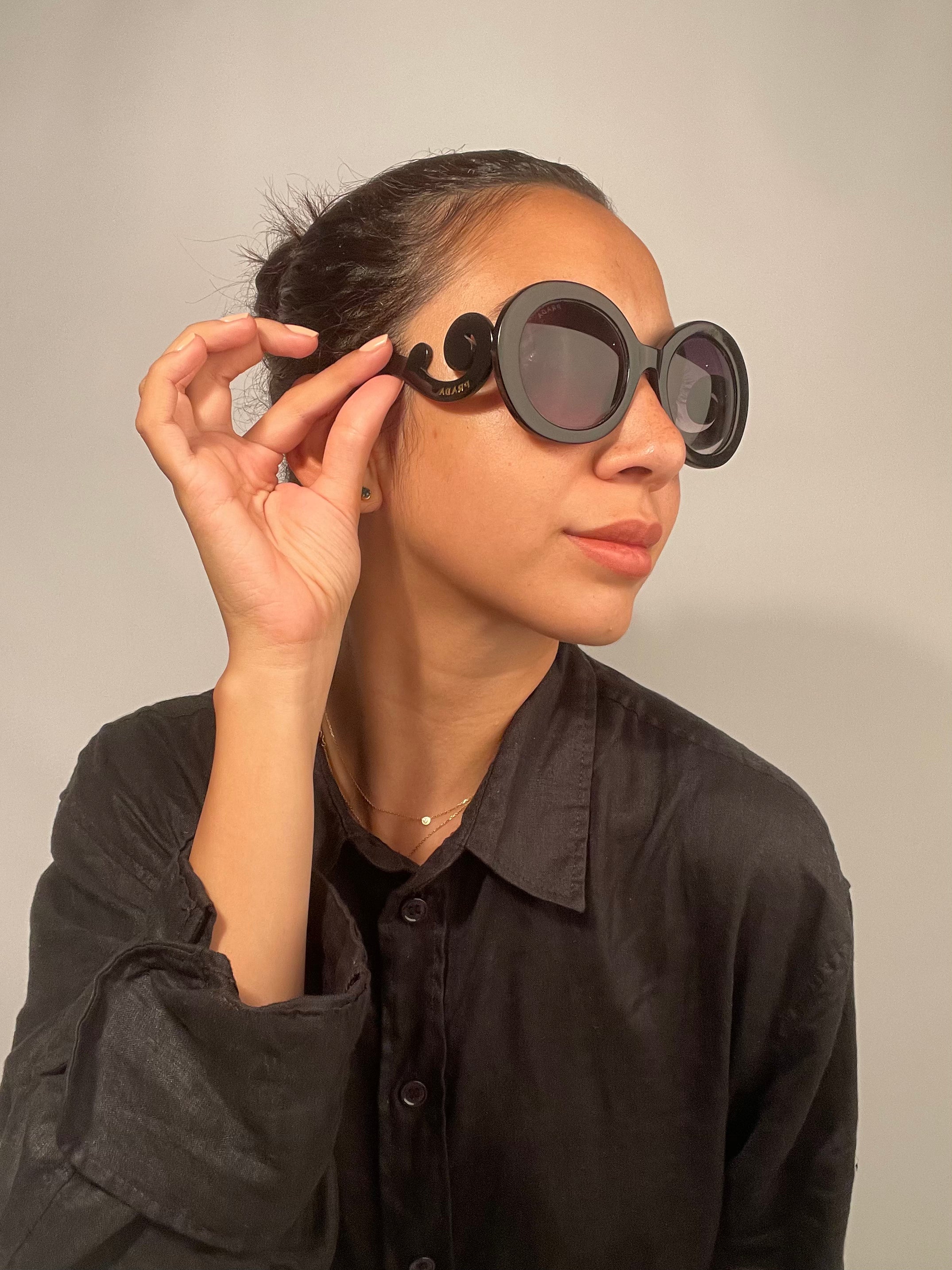 Prada Black Minimal Baroque Sunglasses – AMUSED Co